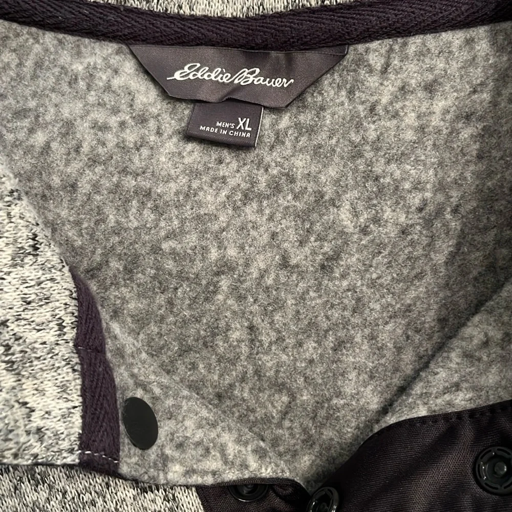 Eddie Bauer Men’s Gray Radiator Fleece Snap Mock‎ Pullover Size Extra Large